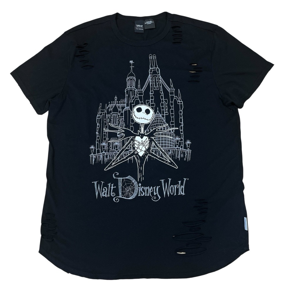 Disney Jack Skellington Nightmare‎ Before Christmas Thrashed Tee Size L Black